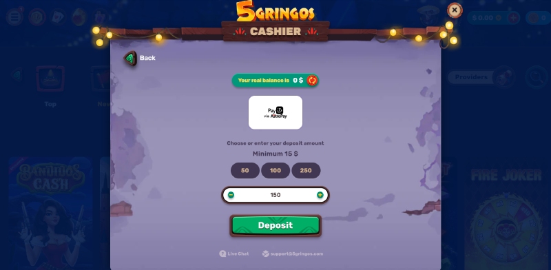 5 Gringos Deposit Via PayID