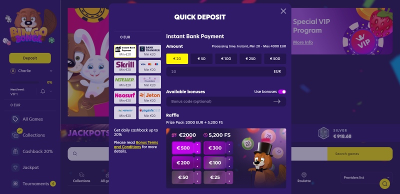 Bingo Bonga Deposit