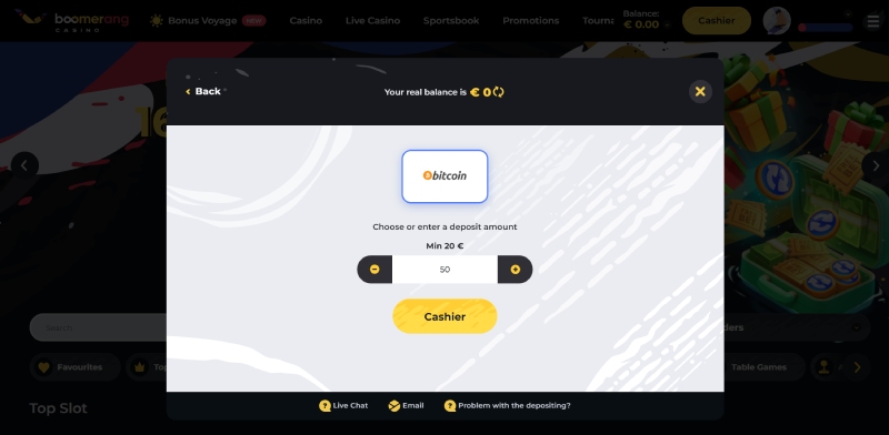 Boomerang Bitcoin Deposit