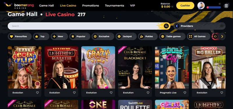 Boomerang Live Casino