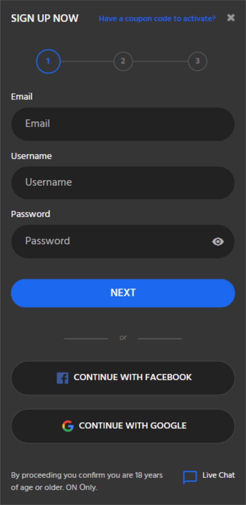 Slotimo Registration 2