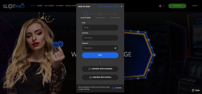 Slotimo Registration 2