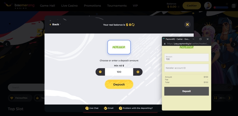 Boomerang Neteller Deposit