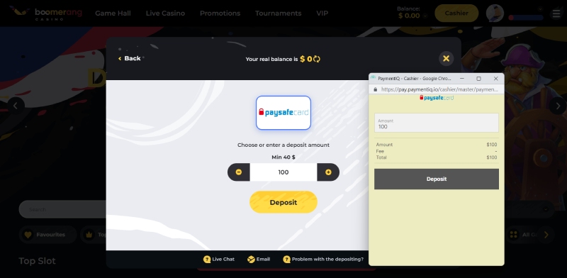 Boomerang Paysafecard Deposit
