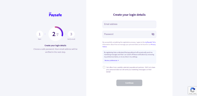 Paysafecard Registration