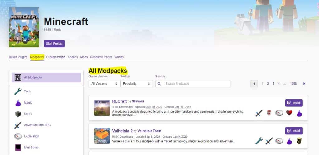 Curse Forge Mod Page