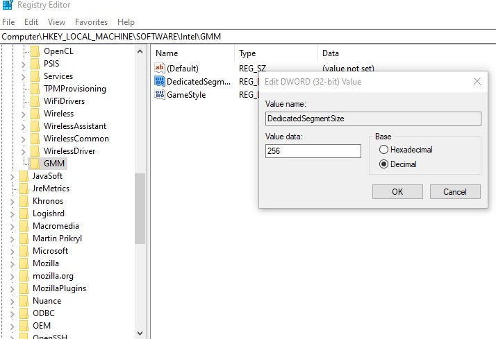 increase vram in windows 10