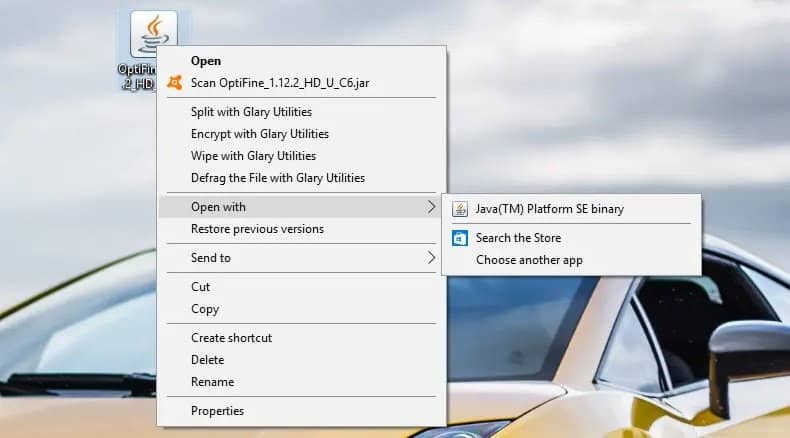 Install optifine step 1