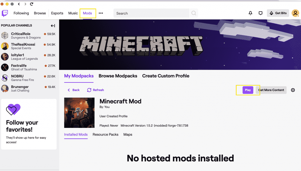 Twitch minecraft modpacks play