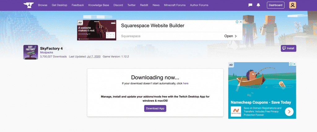 Curseforge download page