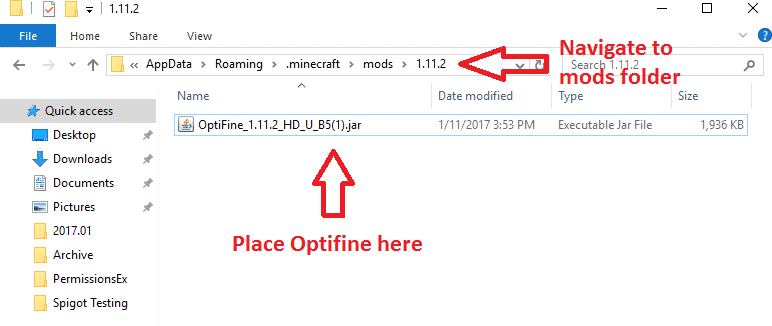 optifine installer file