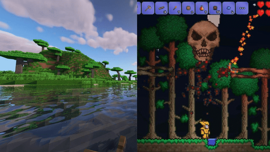 Graphics of Terraria vs Minecraft