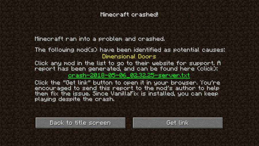 mods- minecraft crashed