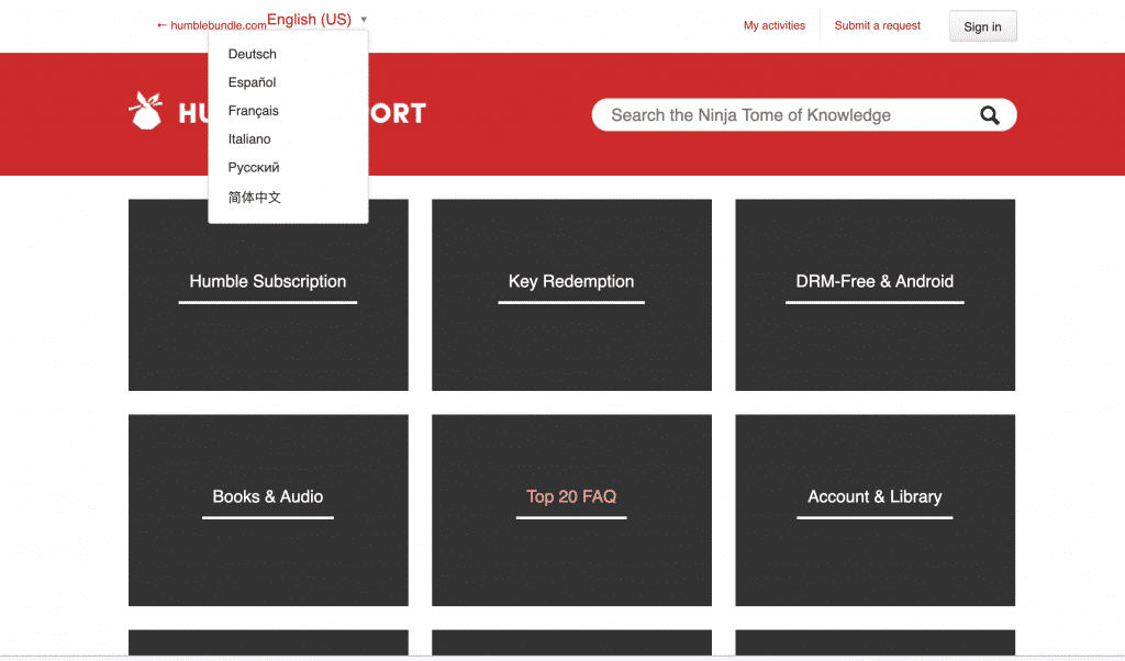 humble bundle - Support Services