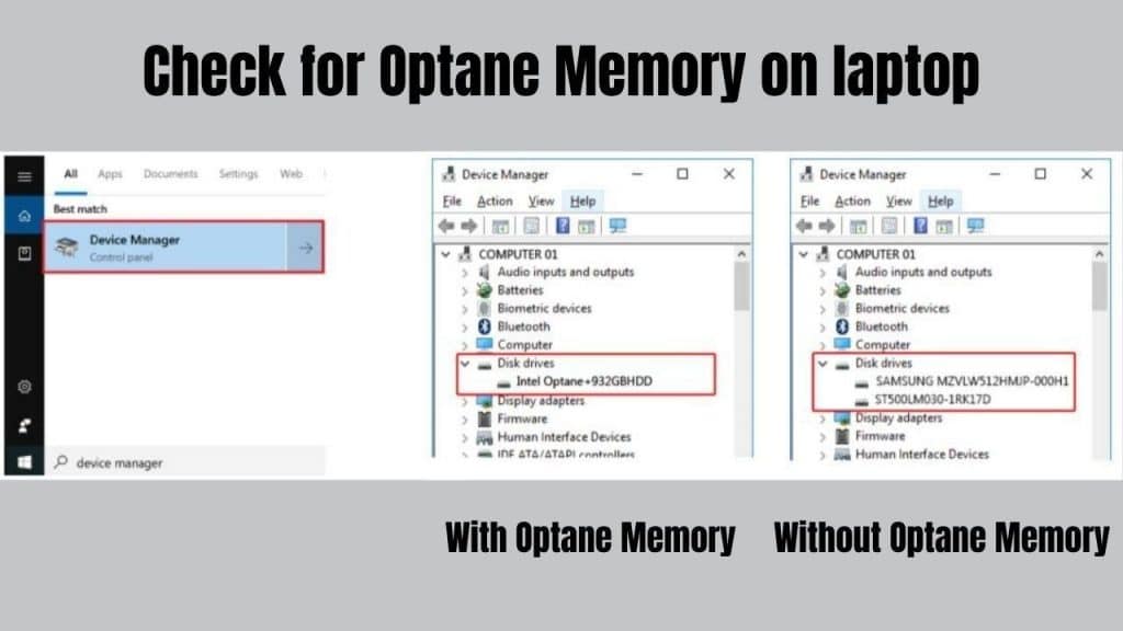 Check Optane Memory on Laptop