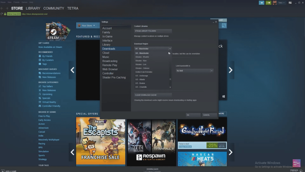 Change Download Region