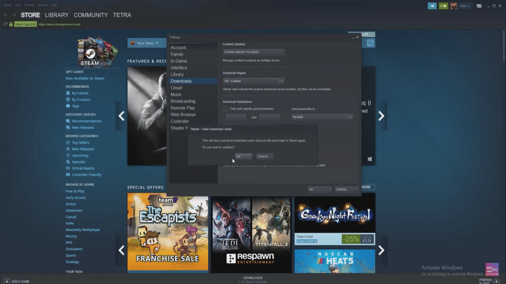Clear Steam Download Cache