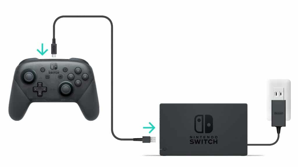 Nintendo Switch connected to the charging dock