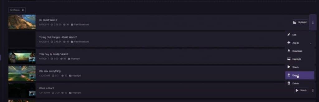 Twitch export