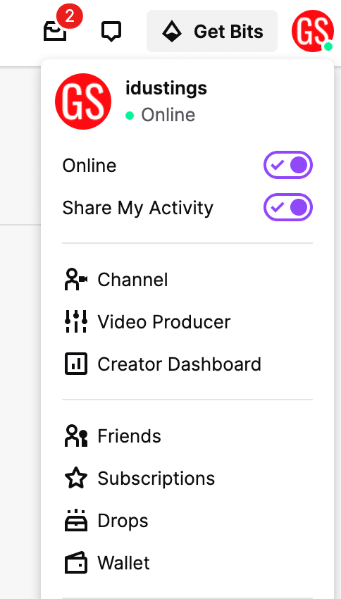 twitch profile options