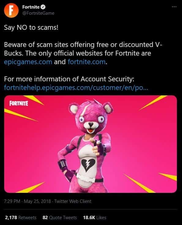 Say no to scams tweet