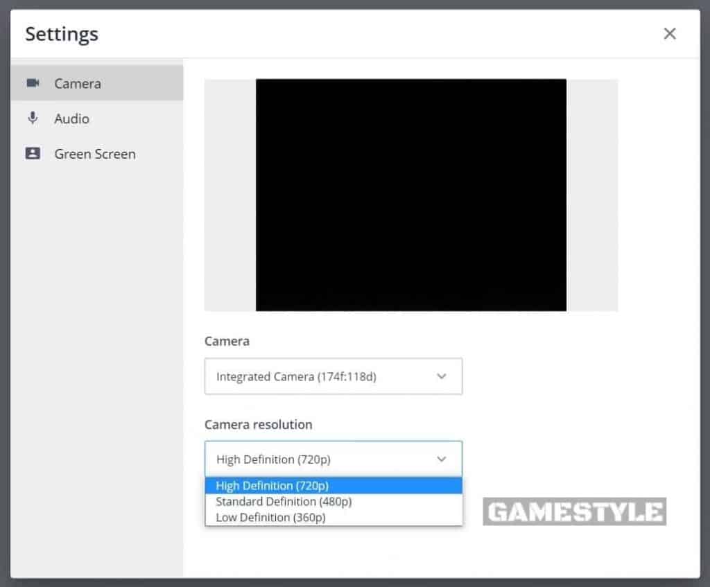 StreamYard Camera Setting