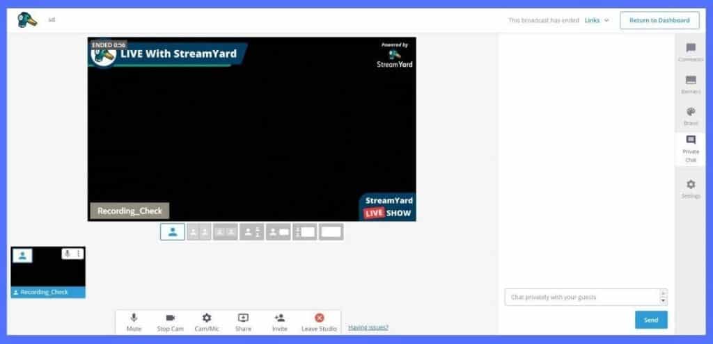 streamyard private chat