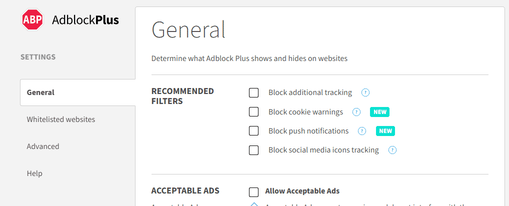 AdBlock General option