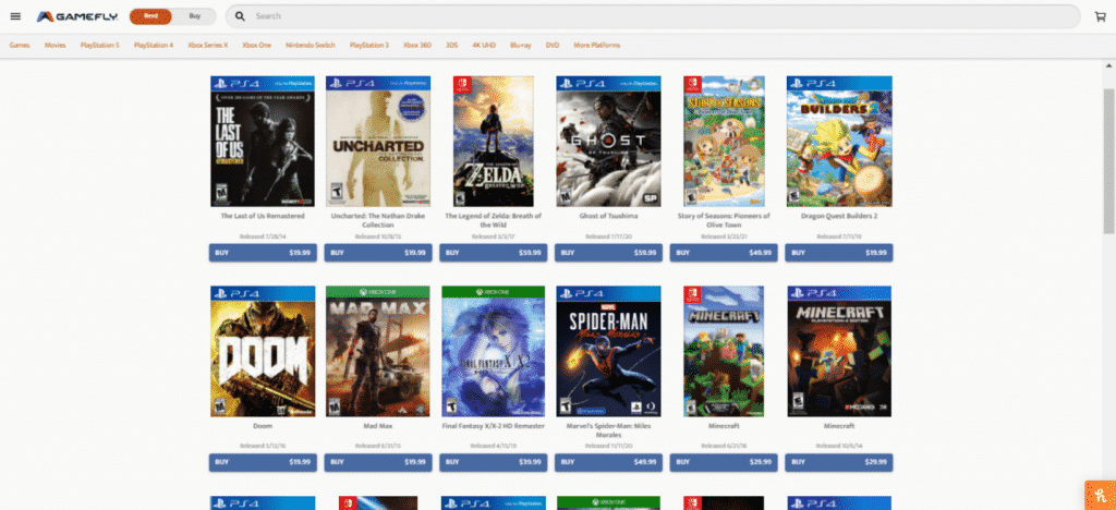 GameFly Games Catalogue