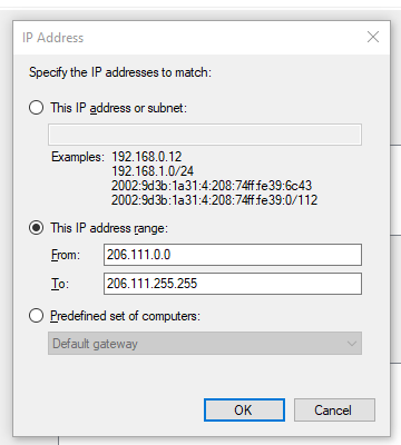 Specify the IP addresses