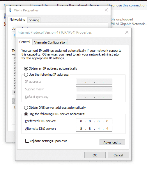 Use the following DNS server address option