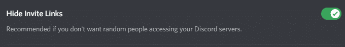 Hide Invite Links