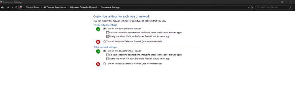 Block all incoming connections