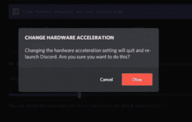 Click on Okay the restart Discord