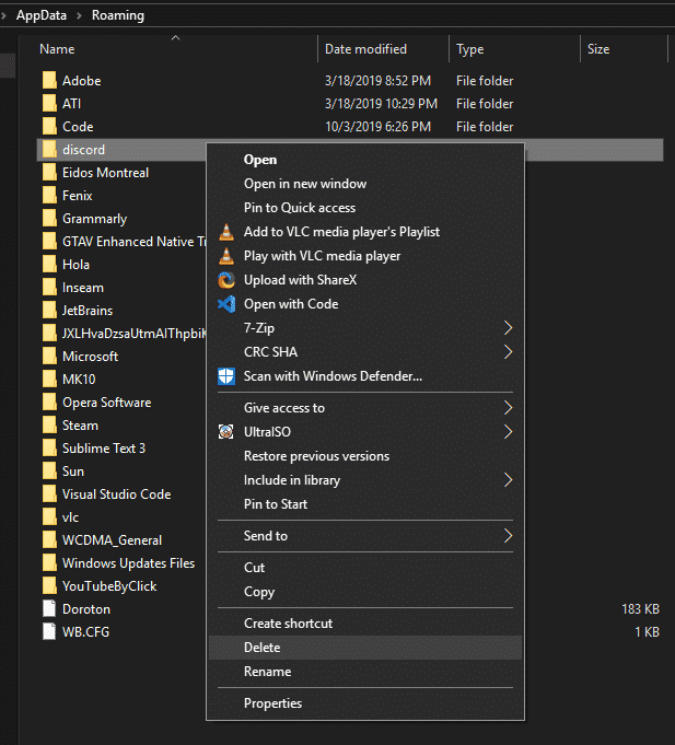 Delete Discord folder