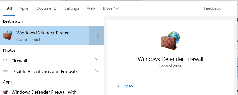 Open Firewall Settings