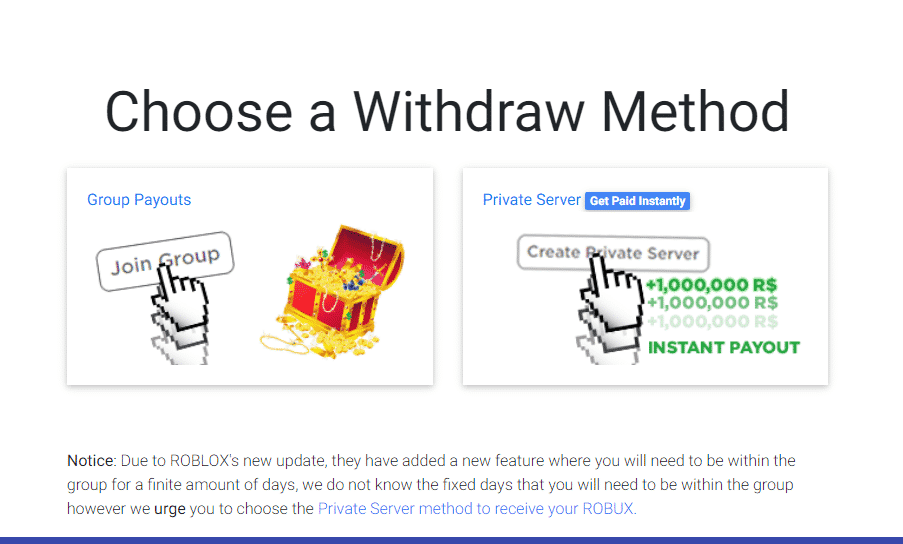 Rewardrobux Withdraw Options