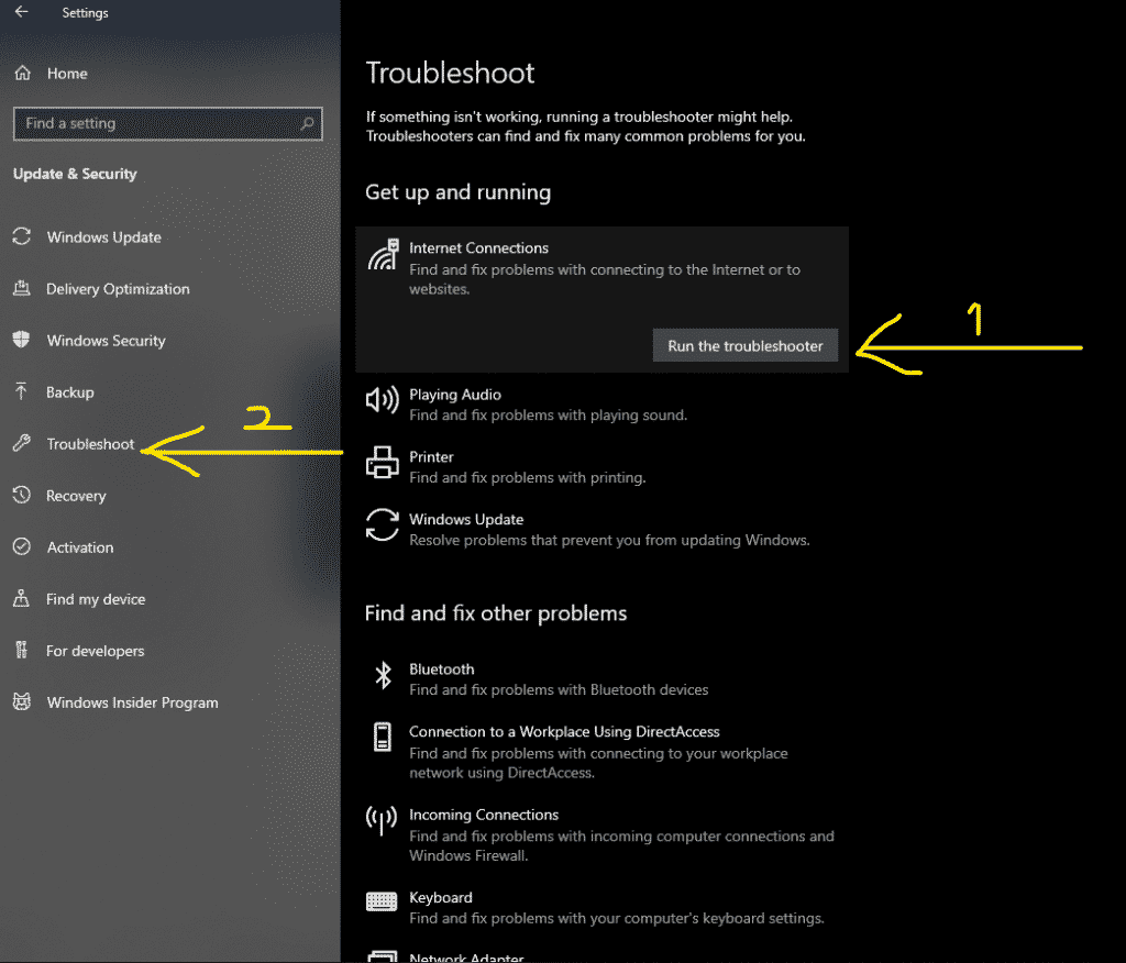 Run the troubleshooter
