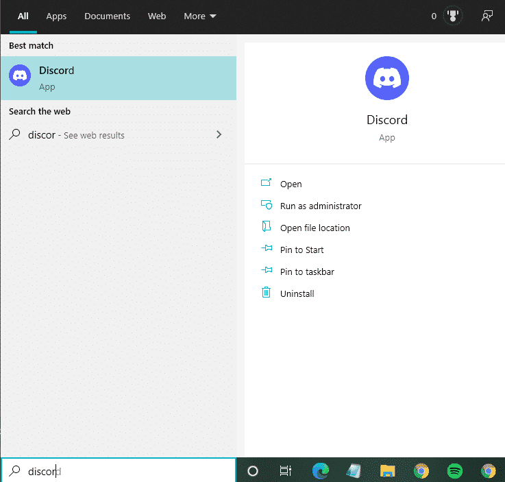Select Discord App from Search