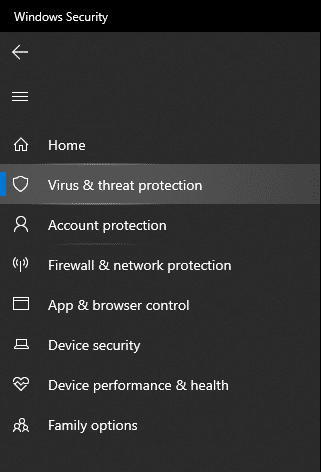 Select Virus & threat protection