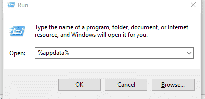 Type appdata at Run window