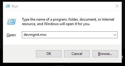 opens the Device Manager from Run