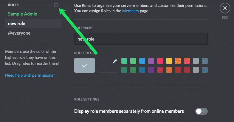 create custom role in discord