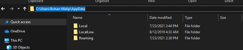 select the Discord folder