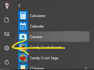 select the Settings option from start button