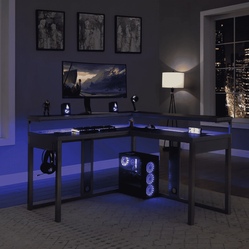 Thornbury L shaped desk gaming setup