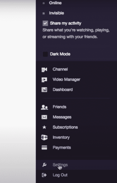 Twitch profile Settings