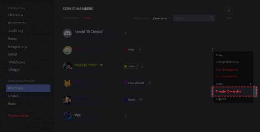 Server members