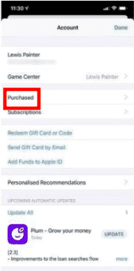 Account details in ipad