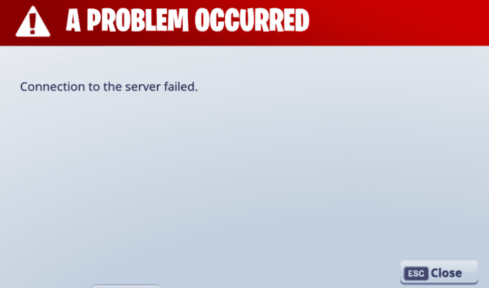 Connection to the server failed